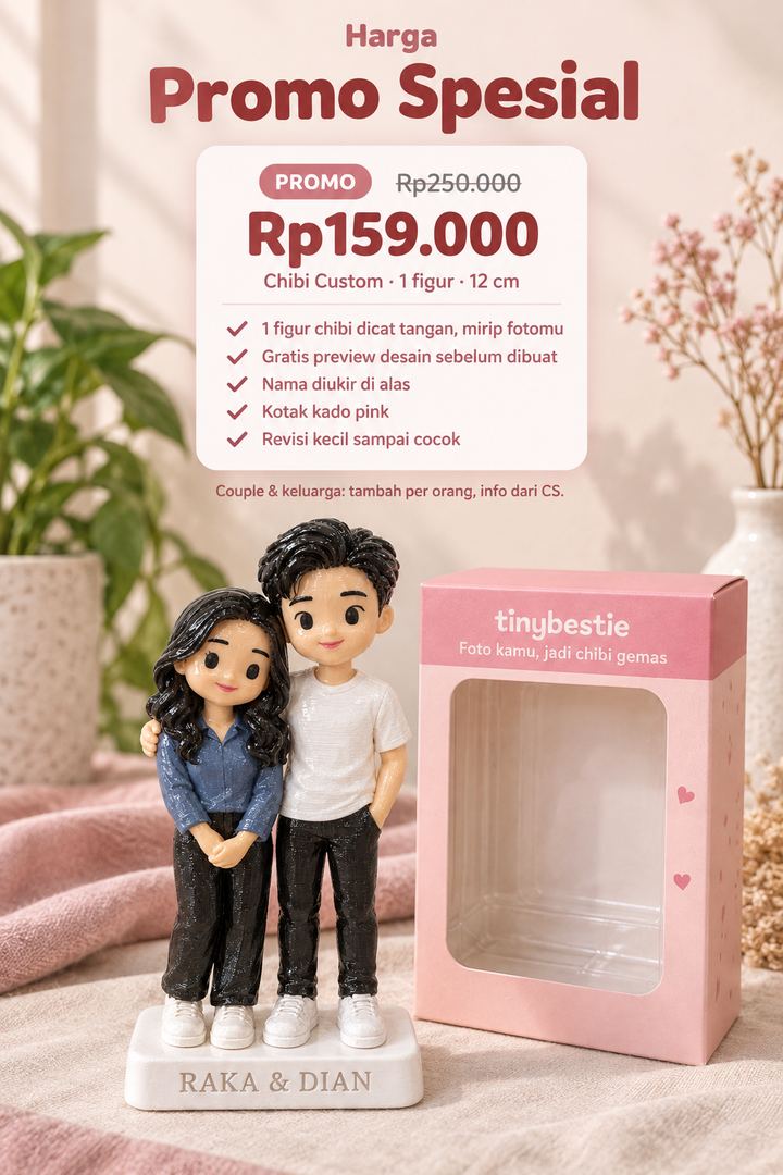 Harga promo chibi custom Rp159.000 untuk 1 figur 12 cm
